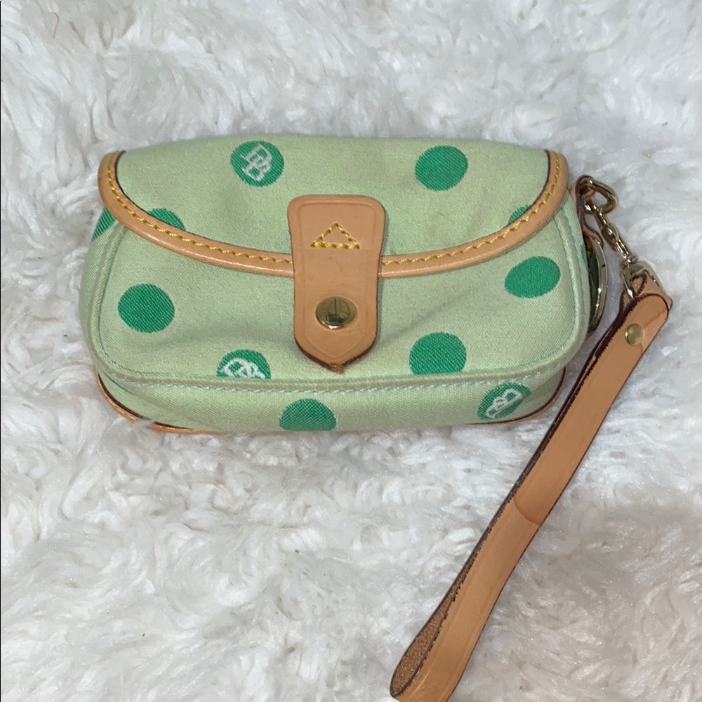 Dooney Bourke Green Polka Dot Wristlet